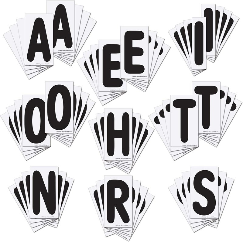 KitAbility Additional Letters for White Message Board Sidewalk Signs with 4 Inch Tracks, Extra Common Letters, Black on White Background - Image 1